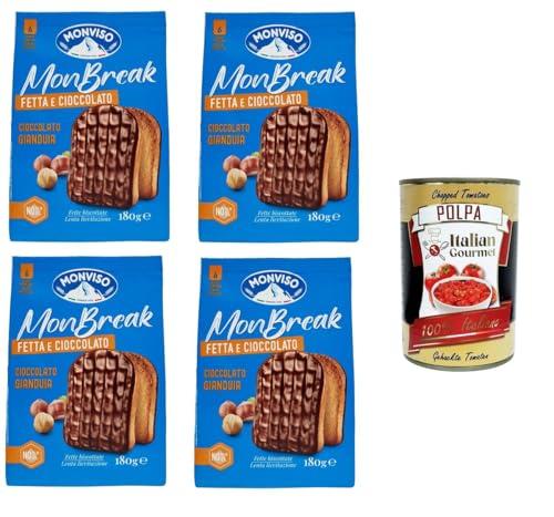 MONVISO Monbreak Fetta e cioccolato gianduja Monbreak-Scheibe und Gianduja-Schokolade 4x180 gr + Italian Gourmet polpa 400g MONVISO Monbreak Fetta e cioccolato gianduja Monbreak-Scheibe und Gianduja-Schokolade 4x180 gr + Italian Gourmet polpa 400g von Italian Gourmet E.R.