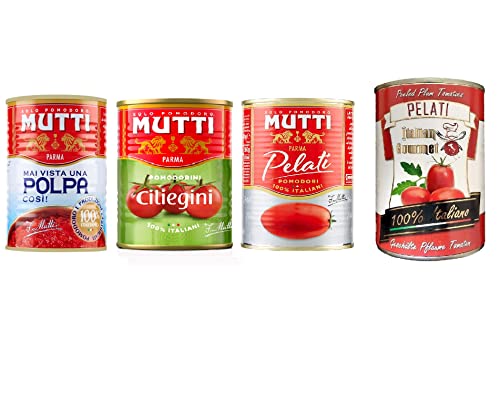 MUTTI Paket - Pomodorini Ciliegini Pelati Polpa 3x 400g + Italian Gourmet 100% italienische geschälte Tomaten dosen 400g von Italian Gourmet E.R.