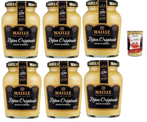 Maille Mustard Digione Originale, seinf, Traditioneller Dijon -Senf mit glatte und cremige Textur, Perfekt an Sandwiches, Hühner- und Fischrezepte geeignet 6x 215g + Italian Gourmet polpa 400g Maille Mustard Digione Originale, seinf, Traditioneller Dijon -Senf mit glatte und cremige Textur, Perfekt an Sandwiches, Hühner- und Fischrezepte geeignet 6x 215g + Italian Gourmet polpa 400g von Italian Gourmet E.R.