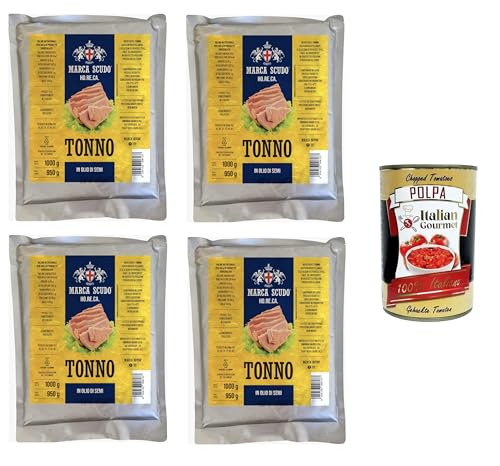 Marca Scudo- Tonno all'olio di semi HO.RE.CA in busta Thunfisch in Samenöl 4x 1000gr+ Italian Gourmet polpa 400g Marca Scudo- Tonno all'olio di semi HO.RE.CA in busta Thunfisch in Samenöl 4x 1000gr+ Italian Gourmet polpa 400g von Italian Gourmet E.R.