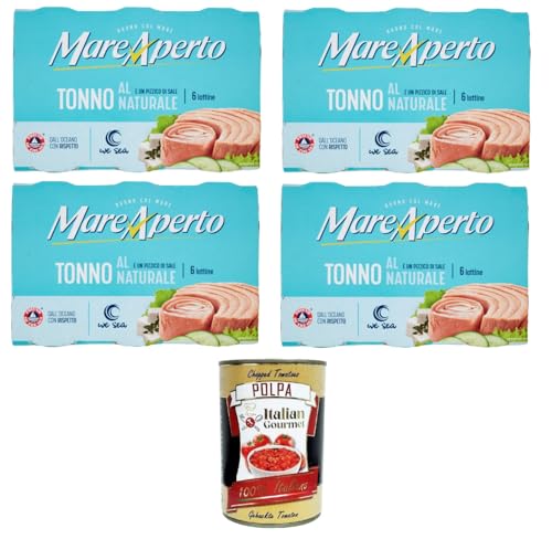 Mare Aperto Tonno al Naturale con un pizzico di sale Natürlicher Thunfisch mit einer Prise Salz 4x 480gr Packung mit 6 80g-Dosen + Italian Gourmet polpa 400g Mare Aperto Tonno al Naturale con un pizzico di sale Natürlicher Thunfisch mit einer Prise Salz 4x 480gr Packung mit 6 80g-Dosen + Italian Gourmet polpa 400g von Italian Gourmet E.R.