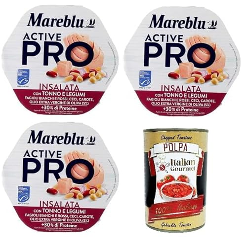 Mareblu Active Pro Insalata Con Tonno E Legumi Pro Salat mit Thunfisch und Hülsenfrüchten 3x220gr + Italian Gourmet polpa 400g Mareblu Active Pro Insalata Con Tonno E Legumi Pro Salat mit Thunfisch und Hülsenfrüchten 3x220gr + Italian Gourmet polpa 400g von Italian Gourmet E.R.