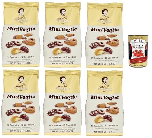 Matilde Vicenzi - Biscotti Minivoglie, Auswahl an Gebäck, Shortcruste Shortbread Chocolate, Sahne oder Marmelade, Butter oder Kakao -Shortbreads, 6x 250 g + Italian Gourmet polpa 400g Matilde Vicenzi - Biscotti Minivoglie, Auswahl an Gebäck, Shortcruste Shortbread Chocolate, Sahne oder Marmelade, Butter oder Kakao -Shortbreads, 6x 250 g + Italian Gourmet polpa 400g von Italian Gourmet E.R.