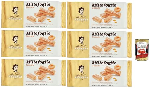 Matilde Vicenzi - Millefoglie D'Italia Glassate, Kekse mit einer exquisiten Glasur des zarten Finishs mit dem Albicocca, 6x 125 g + Italian Gourmet polpa 400g Matilde Vicenzi - Millefoglie D'Italia Glassate, Kekse mit einer exquisiten Glasur des zarten Finishs mit dem Albicocca, 6x 125 g + Italian Gourmet polpa 400g von Italian Gourmet E.R.