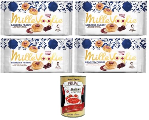 Matilde Vicenzi Millevoglie Fabbri, Fabbri-Blätterteighäppchen mit einem Herz aus Schwarzkirschen 4x90gr + Italian Gourmet Polpa di Pomodoro 400g Matilde Vicenzi Millevoglie Fabbri, Fabbri-Blätterteighäppchen mit einem Herz aus Schwarzkirschen 4x90gr + Italian Gourmet Polpa di Pomodoro 400g von Italian Gourmet E.R.