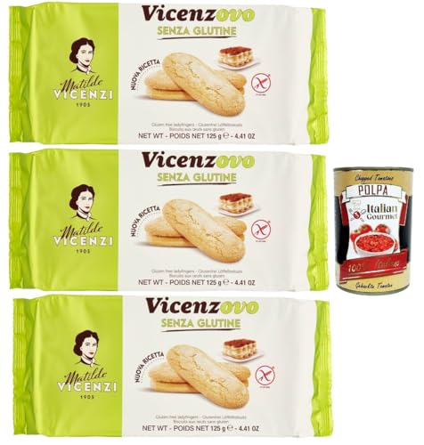 Matilde Vicenzi - Savoiardi Vicenzovo, Laktose und glutenfrei, traditionelle, einfache und leichte Kekse, hergestellt mit 26% frischen Eiern, Zucker und Mehl, 3x 125gr + Italian Gourmet polpa 400g Matilde Vicenzi - Savoiardi Vicenzovo, Laktose und glutenfrei, traditionelle, einfache und leichte Kekse, hergestellt mit 26% frischen Eiern, Zucker und Mehl, 3x 125gr + Italian Gourmet polpa 400g von Italian Gourmet E.R.