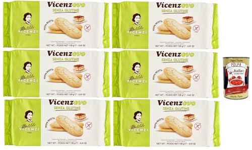 Matilde Vicenzi - Savoiardi Vicenzovo, Laktose und glutenfrei, traditionelle, einfache und leichte Kekse, hergestellt mit 26% frischen Eiern, Zucker und Mehl, 6x 125gr + Italian Gourmet polpa 400g Matilde Vicenzi - Savoiardi Vicenzovo, Laktose und glutenfrei, traditionelle, einfache und leichte Kekse, hergestellt mit 26% frischen Eiern, Zucker und Mehl, 6x 125gr + Italian Gourmet polpa 400g von Italian Gourmet E.R.