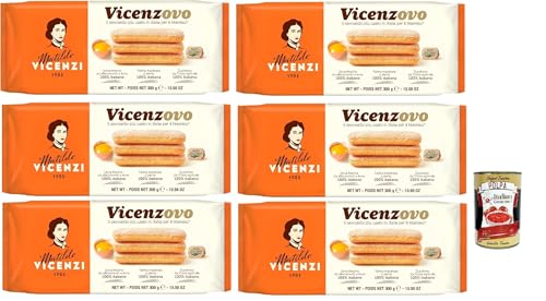Matilde Vicenzi - Savoiardi Vicenzovo, Traditionelle, einfache und leichte Kekse, hergestellt mit 26% frischen Eiern, Zucker und Mehl, 6x 300 g + Italian Gourmet polpa 400g Matilde Vicenzi - Savoiardi Vicenzovo, Traditionelle, einfache und leichte Kekse, hergestellt mit 26% frischen Eiern, Zucker und Mehl, 6x 300 g + Italian Gourmet polpa 400g von Italian Gourmet E.R.