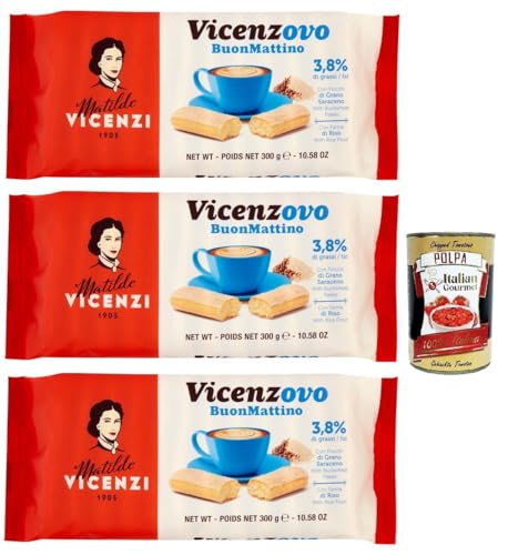 Matilde Vicenzi - Savoiardi Vicenzovo Buon Mattino, Traditionelle, einfache und leichte Kekse, hFrühstückskekse 3x 300 g + Italian Gourmet polpa 400g Matilde Vicenzi - Savoiardi Vicenzovo Buon Mattino, Traditionelle, einfache und leichte Kekse, hFrühstückskekse 3x 300 g + Italian Gourmet polpa 400g von Italian Gourmet E.R.