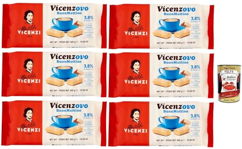 Matilde Vicenzi - Savoiardi Vicenzovo Buon Mattino, Traditionelle, einfache und leichte Kekse, hFrühstückskekse 6x 300 g + Italian Gourmet polpa 400g Matilde Vicenzi - Savoiardi Vicenzovo Buon Mattino, Traditionelle, einfache und leichte Kekse, hFrühstückskekse 6x 300 g + Italian Gourmet polpa 400g von Italian Gourmet E.R.