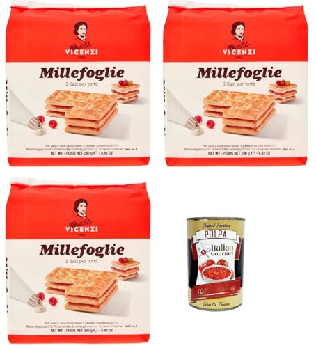 Matilde Vicenzi base per torta millefoglie 3 basi torta drei Basen für Kuchen Millefoglie kekse 3x 250g + Italian Gourmet polpa 400g Matilde Vicenzi base per torta millefoglie 3 basi torta drei Basen für Kuchen Millefoglie kekse 3x 250g + Italian Gourmet polpa 400g von Italian Gourmet E.R.
