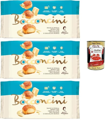Matilde Vicenzi millefoglie Bocconcini al Latte e Cioccolato Bianco, Blätterteigbacken,knusprige und zarte,süße Snack, gefüllt mit Milch und weiße Schokoladecreme 3x 100g + Italian gourmet polpa 400g Matilde Vicenzi millefoglie Bocconcini al Latte e Cioccolato Bianco, Blätterteigbacken,knusprige und zarte,süße Snack, gefüllt mit Milch und weiße Schokoladecreme 3x 100g + Italian gourmet polpa 400g von Italian Gourmet E.R.