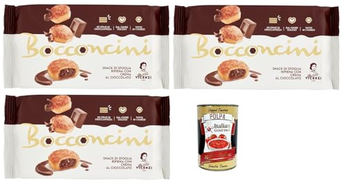 Matilde Vicenzi millefoglie Bocconcini al cioccolato, Blätterteigbacken, knusprige und zarte, süße Snack aus raffiniertem Gebäck, gefüllt mit Schokoladencreme 3x 100g + Italian gourmet polpa 400g Matilde Vicenzi millefoglie Bocconcini al cioccolato, Blätterteigbacken, knusprige und zarte, süße Snack aus raffiniertem Gebäck, gefüllt mit Schokoladencreme 3x 100g + Italian gourmet polpa 400g von Italian Gourmet E.R.