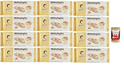 Matilde Vicenzi millefoglie snack alla crema pasticcera, Blätterteigbacken, knusprige und zarte, snack gefüllt von Pudding creme 12x 125g + Italian gourmet polpa 400g Matilde Vicenzi millefoglie snack alla crema pasticcera, Blätterteigbacken, knusprige und zarte, snack gefüllt von Pudding creme 12x 125g + Italian gourmet polpa 400g von Italian Gourmet E.R.