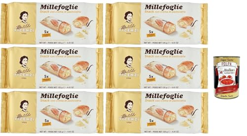 Matilde Vicenzi millefoglie snack alla crema pasticcera, Blätterteigbacken, knusprige und zarte, snack gefüllt von Pudding creme 6x 125g + Italian gourmet polpa 400g Matilde Vicenzi millefoglie snack alla crema pasticcera, Blätterteigbacken, knusprige und zarte, snack gefüllt von Pudding creme 6x 125g + Italian gourmet polpa 400g von Italian Gourmet E.R.