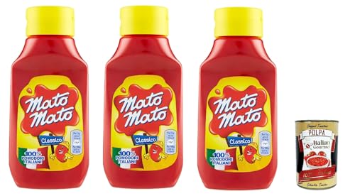 Mato Mato Ketchup Classico, Tomato Ketchup mit 100% italienischen Tomaten, 3x 390g Tomato Ketchup (fruchtig, tomatiger Geschmack) + Italian gourmet polpa 400g von Italian Gourmet E.R.