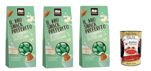 Maxtris Sacchetto Ricotta e pera, Ricotta -Käse und Birne, gerösteter Mandel mit weißer Schokolade mit Ricotta und Birne bedeckt 3x 150g + Italian Gourmet polpa 400g Maxtris Sacchetto Ricotta e pera, Ricotta -Käse und Birne, gerösteter Mandel mit weißer Schokolade mit Ricotta und Birne bedeckt 3x 150g + Italian Gourmet polpa 400g von Italian Gourmet E.R.