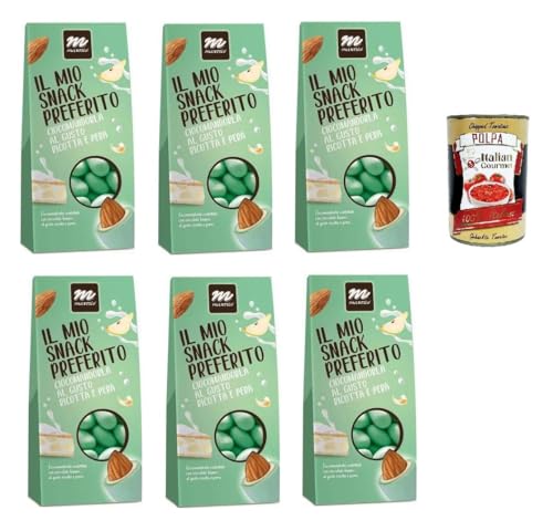 Maxtris Sacchetto Ricotta e pera, Ricotta -Käse und Birne, gerösteter Mandel mit weißer Schokolade mit Ricotta und Birne bedeckt 6x 150g + Italian Gourmet polpa 400g Maxtris Sacchetto Ricotta e pera, Ricotta -Käse und Birne, gerösteter Mandel mit weißer Schokolade mit Ricotta und Birne bedeckt 6x 150g + Italian Gourmet polpa 400g von Italian Gourmet E.R.