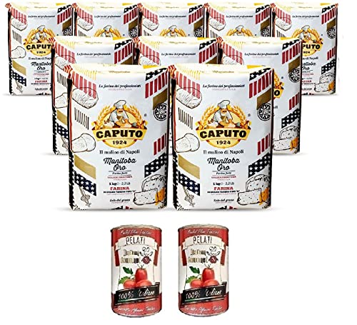 Mehl Caputo manitoba "ORO" kg 1 - Paket 10 Stück + Italian Gourmet 100% italienische geschälte Tomaten dosen 2x 400g von Italian Gourmet E.R.