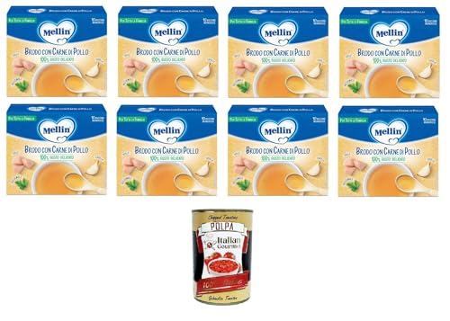 Mellin Brodo con carne di pollo 100% Gusto Delicato, per tutta la famiglia Brühe mit Hühnerfleisch 100% delikater Geschmack, für die ganze Familie 8x50gr + Italian Gourmet polpa 400g Mellin Brodo con carne di pollo 100% Gusto Delicato, per tutta la famiglia Brühe mit Hühnerfleisch 100% delikater Geschmack, für die ganze Familie 8x50gr + Italian Gourmet polpa 400g von Italian Gourmet E.R.