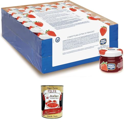 Menz&Gasser Einzeldosis-Erdbeer-Extra-Konfitüre in Premiumqualität, mit hochwertigen Früchten, 48 Gläser x 28g+ Italian Gourmet polpa 400g Menz&Gasser Einzeldosis-Erdbeer-Extra-Konfitüre in Premiumqualität, mit hochwertigen Früchten, 48 Gläser x 28g+ Italian Gourmet polpa 400g von Italian Gourmet E.R.