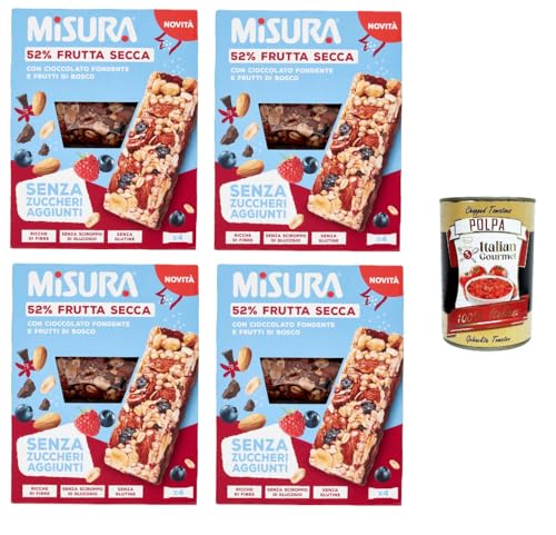 Misura Barretta con Frutta Secca, Cioccolato Fondente e Frutti di BoscoRiegel mit Trockenfrüchten, dunkler Schokolade und Beeren | Ohne Zuckerzusatz 4x120gr + Italian Gourmet polpa 400g Misura Barretta con Frutta Secca, Cioccolato Fondente e Frutti di BoscoRiegel mit Trockenfrüchten, dunkler Schokolade und Beeren | Ohne Zuckerzusatz 4x120gr + Italian Gourmet polpa 400g von Italian Gourmet E.R.