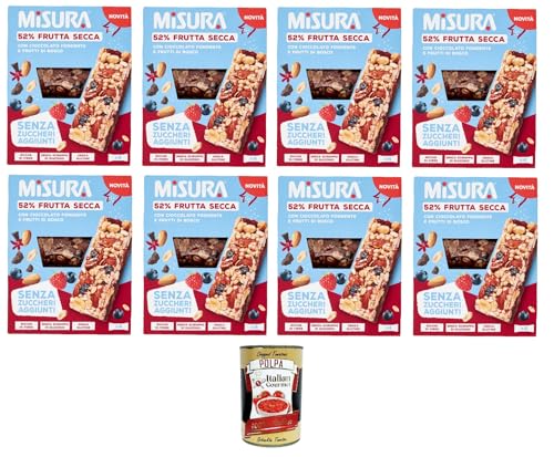 Misura Barretta con Frutta Secca, Cioccolato Fondente e Frutti di BoscoRiegel mit Trockenfrüchten, dunkler Schokolade und Beeren | Ohne Zuckerzusatz 8x120gr + Italian Gourmet polpa 400g Misura Barretta con Frutta Secca, Cioccolato Fondente e Frutti di BoscoRiegel mit Trockenfrüchten, dunkler Schokolade und Beeren | Ohne Zuckerzusatz 8x120gr + Italian Gourmet polpa 400g von Italian Gourmet E.R.