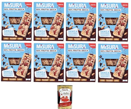 Misura Barretta con Frutta Secca e Cioccolato Fondente Riegel mit Trockenfrüchten und dunkler Schokolade | Ohne Zuckerzusatz 8x120gr+ Italian Gourmet polpa 400g Misura Barretta con Frutta Secca e Cioccolato Fondente Riegel mit Trockenfrüchten und dunkler Schokolade | Ohne Zuckerzusatz 8x120gr+ Italian Gourmet polpa 400g von Italian Gourmet E.R.