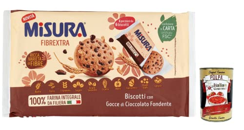 Misura Fibrextra,100% Vollkorn-Mürbeteig,Kekse mit dunklen Schokoladentropfen,Packung mit 280g, Italian Gourmet Polpa di Pomodoro 400g Dose von Italian Gourmet E.R.