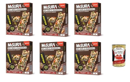 Misura Protein Bar, Mit Samen, Mandeln und dunkler Schokolade, 6x 120g, Reich an Ballaststoffen und Gemüseproteinen + Italian Gourmet polpa 400g von Italian Gourmet E.R.