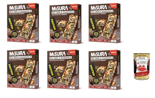 Misura Protein Bar, Mit Samen, Mandeln und dunkler Schokolade, 6x 120g, Reich an Ballaststoffen und Gemüseproteinen + Italian Gourmet polpa 400g Misura Protein Bar, Mit Samen, Mandeln und dunkler Schokolade, 6x 120g, Reich an Ballaststoffen und Gemüseproteinen + Italian Gourmet polpa 400g von Italian Gourmet E.R.