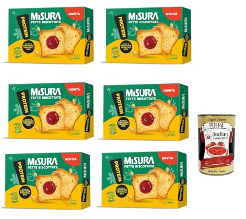 Misura Protein Fette Biscottate, Zwieback Reich an Ballaststoffen und Gemüseproteinen, 6x 320 g + Italian Gourmet polpa 400g von Italian Gourmet E.R.