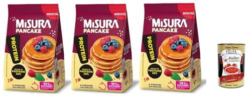 Misura Protein Pancake, Proteinreiche Pfannkuchen, 3x 200g Packung, Jede Packung enthält 8 Einzelportionen, zum Verzehr bereit + IItalian Gourmet polpa 400g Misura Protein Pancake, Proteinreiche Pfannkuchen, 3x 200g Packung, Jede Packung enthält 8 Einzelportionen, zum Verzehr bereit + IItalian Gourmet polpa 400g von Italian Gourmet E.R.