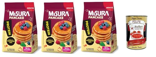 Misura Protein Pancake, Proteinreiche Pfannkuchen, 3x 200g Packung, Jede Packung enthält 8 Einzelportionen, zum Verzehr bereit + Italian Gourmet polpa 400g Misura Protein Pancake, Proteinreiche Pfannkuchen, 3x 200g Packung, Jede Packung enthält 8 Einzelportionen, zum Verzehr bereit + Italian Gourmet polpa 400g von Italian Gourmet E.R.