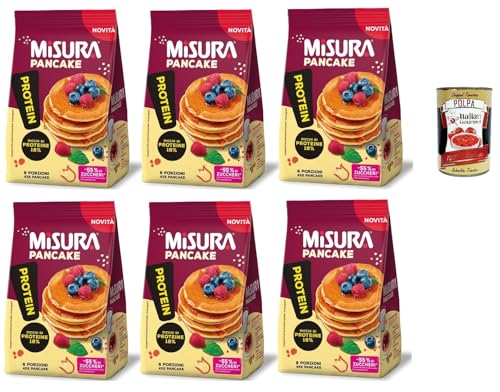 Misura Protein Pancake, Proteinreiche Pfannkuchen, 6x 200g Packung, Jede Packung enthält 8 Einzelportionen, zum Verzehr bereit + IItalian Gourmet polpa 400g Misura Protein Pancake, Proteinreiche Pfannkuchen, 6x 200g Packung, Jede Packung enthält 8 Einzelportionen, zum Verzehr bereit + IItalian Gourmet polpa 400g von Italian Gourmet E.R.