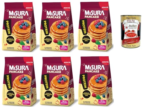 Misura Protein Pancake, Proteinreiche Pfannkuchen, 6x 200g Packung, Jede Packung enthält 8 Einzelportionen, zum Verzehr bereit + Italian Gourmet polpa 400g von Italian Gourmet E.R.