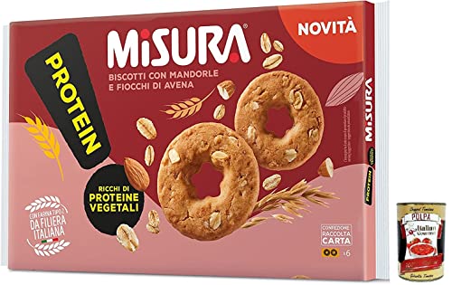 Misura Proteinkekse mit Mandeln und Haferflocken,Reich an pflanzlichen Proteinen,Packung mit 260g + Italian Gourmet Polpa di Pomodoro 400g Dose von Italian Gourmet E.R.