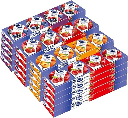 Mix Hero Extra - Waldbeeren, Aprikose, Erdbeere, rote Kirsche Konfitüre Einzeldosis 4x25gr [Schachtel mit 40 sortierten Packungen] von Italian Gourmet E.R.