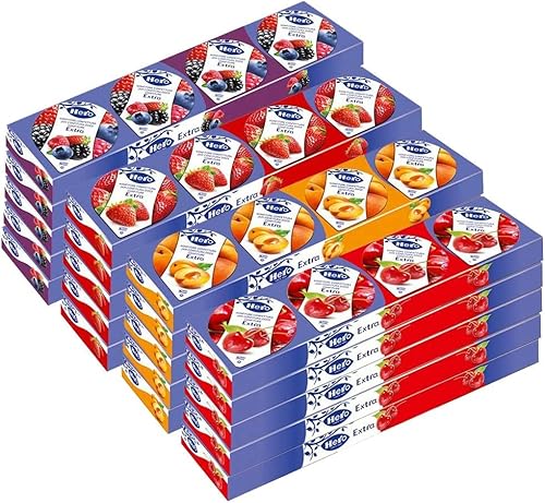 Mix Hero Extra - Waldbeeren, Aprikose, Erdbeere, rote Kirsche Konfitüre Einzeldosis 4x25gr [Schachtel mit 40 sortierten Packungen] von Italian Gourmet E.R.