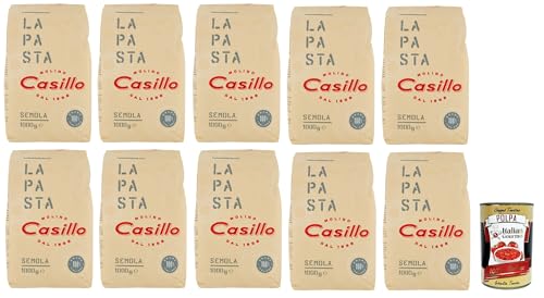 Molino Casillo, Semola di Grano Duro "La pasta", Hartweizengrieß, 100% italienisch, ideal für die Vorbereitung einer Pasta mit einem authentischen Geschmack 10x 1kg + Italian Gourmet polpa 400g Molino Casillo, Semola di Grano Duro "La pasta", Hartweizengrieß, 100% italienisch, ideal für die Vorbereitung einer Pasta mit einem authentischen Geschmack 10x 1kg + Italian Gourmet polpa 400g von Italian Gourmet E.R.