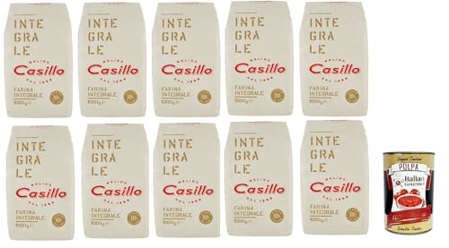 Molino Casillo, farina integrale Vollkornmehl Mehl zartes Vollkorn wholemeal flour 10x 1 kg + Italian Gourmet polpa 400g Molino Casillo, farina integrale Vollkornmehl Mehl zartes Vollkorn wholemeal flour 10x 1 kg + Italian Gourmet polpa 400g von Italian Gourmet E.R.