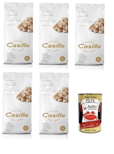 Molino Casillo Semola D'Autore Farina di semola rimacinata integrale per pasta Vollkorn-Grießmehl für Nudeln 5x500gr + Italian Gourmet polpa 400g Molino Casillo Semola D'Autore Farina di semola rimacinata integrale per pasta Vollkorn-Grießmehl für Nudeln 5x500gr + Italian Gourmet polpa 400g von Italian Gourmet E.R.