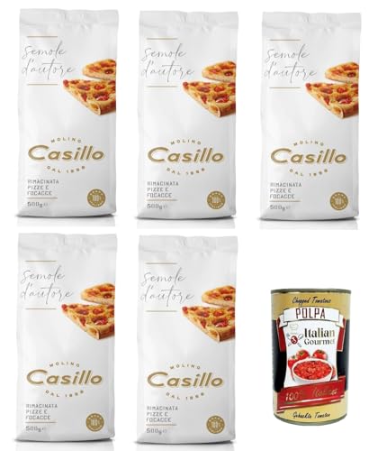 Molino Casillo Semola D'Autore Farina di semola rimacinata per Pizze e Focacce Gemahlenes Grießmehl für Pizzen und Focaccia 5x500gr + Italian Gourmet polpa 400g Molino Casillo Semola D'Autore Farina di semola rimacinata per Pizze e Focacce Gemahlenes Grießmehl für Pizzen und Focaccia 5x500gr + Italian Gourmet polpa 400g von Italian Gourmet E.R.