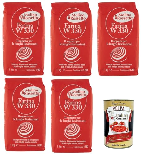 Molino Rossetto Farina di Grano Tenero 00 W330 Weichweizenmehl 5x1kg + Italian Gourmet polpa 400g Molino Rossetto Farina di Grano Tenero 00 W330 Weichweizenmehl 5x1kg + Italian Gourmet polpa 400g von Italian Gourmet E.R.