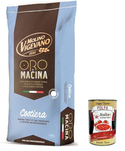 Molino Vigevano Costiera Oro, "Typ 0" Mehl, tagsüber, ideal für herzhafte. Packung von 10 kg + Italian Gourmet polpa 400g von Italian Gourmet E.R.