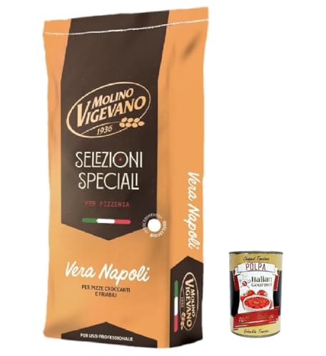 Molino Vigevano Farina “Tipo 0”, Vera Napoli, Kurzer Sahrung, ideal für herzhafte, professionelle Mehl. Packung von 10 kg + italian Gourmet polpa 400g Molino Vigevano Farina “Tipo 0”, Vera Napoli, Kurzer Sahrung, ideal für herzhafte, professionelle Mehl. Packung von 10 kg + italian Gourmet polpa 400g von Italian Gourmet E.R.