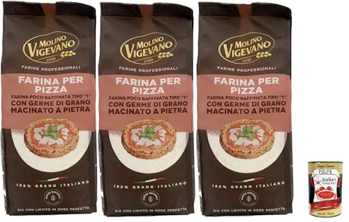 Molino Vigevano Farina “Tipo 1”, Pizza -Mehl, nicht sehr raffiniert, mit Stein gemahlenen Getreidekeimen. Professionelle Mehl, 3x 500 g + Italian Gourmet polpa 400g Molino Vigevano Farina “Tipo 1”, Pizza -Mehl, nicht sehr raffiniert, mit Stein gemahlenen Getreidekeimen. Professionelle Mehl, 3x 500 g + Italian Gourmet polpa 400g von Italian Gourmet E.R.