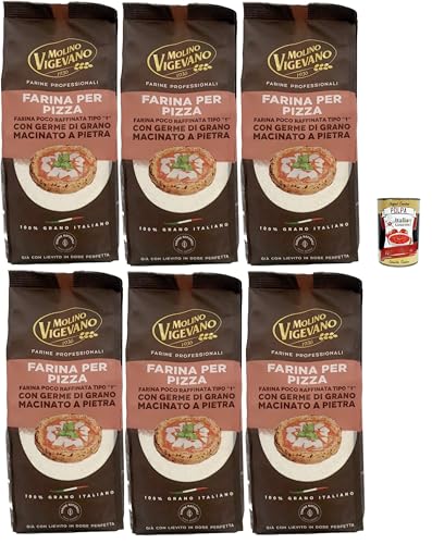 Molino Vigevano Farina “Tipo 1”, Pizza -Mehl, nicht sehr raffiniert, mit Stein gemahlenen Getreidekeimen. Professionelle Mehl, 6x 500 g + Italian Gourmet polpa 400g Molino Vigevano Farina “Tipo 1”, Pizza -Mehl, nicht sehr raffiniert, mit Stein gemahlenen Getreidekeimen. Professionelle Mehl, 6x 500 g + Italian Gourmet polpa 400g von Italian Gourmet E.R.