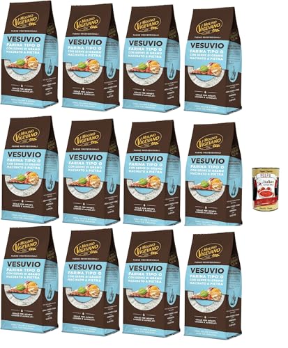 Molino Vigevano Farina Typ "0" Mehl, Vesuvio für hohe, weiche neapolitanische Pizza. 12 Packung mit 500 g + Italian Gourmet polpa 400g Molino Vigevano Farina Typ "0" Mehl, Vesuvio für hohe, weiche neapolitanische Pizza. 12 Packung mit 500 g + Italian Gourmet polpa 400g von Italian Gourmet E.R.
