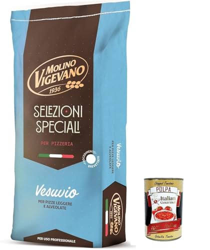 Molino Vigevano Farina Typ "0" Mehl, Vesuvio für hohe, weiche neapolitanische Pizza. Packung mit 10 kg + Italian Gourmet polpa 400g Molino Vigevano Farina Typ "0" Mehl, Vesuvio für hohe, weiche neapolitanische Pizza. Packung mit 10 kg + Italian Gourmet polpa 400g von Italian Gourmet E.R.